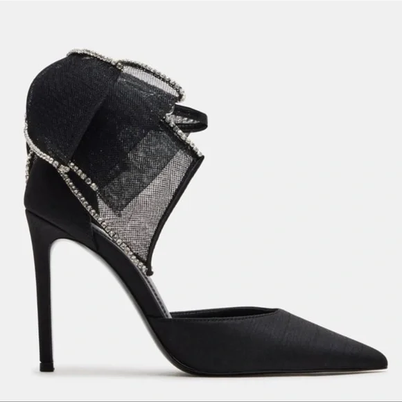Steve Madden Timeless Pointed Elegant Black Women's Heels Rhinestone Bow Detail - Picture 8 of 8